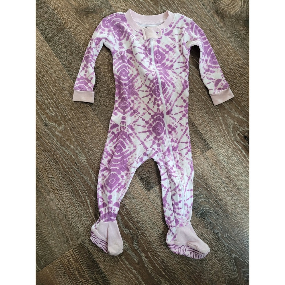 Burts Bees Baby Purple Tie Dye Footed Pajamas One Piece Romper 3-6 months #3